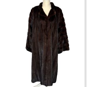 Vintage Saga Selected Dark Chocolate Brown Genuine Mink Full length Coat - XL